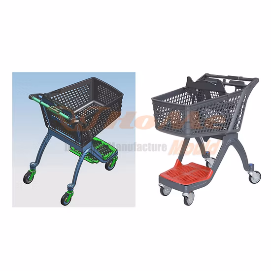 Low Cost Injection Molding Supermarket Plastic Shopping Cart Mold Plastic Supermarket Trolley Mold