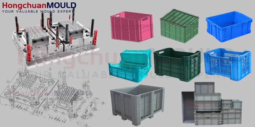 Plastic Heavy Duty Industry Plastic Foldable Bins Collapsible Pallet Container Injection Mould